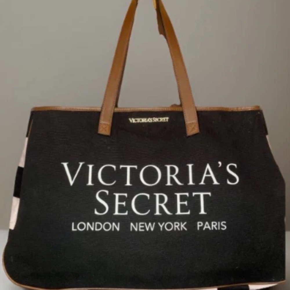 SOLD Victoria Secret London New York  Paris Tote Bag Pink/Black NWOT
